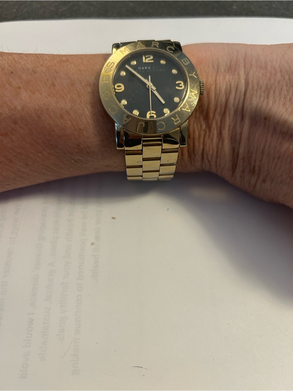 Marc by Marc Jacobs Gold-Tone Bracelet Watch with Black Dial